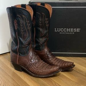 Lucchese Alyssa Caiman Alligator Snip Toe Boot